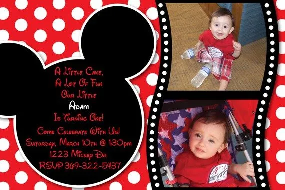 Mickey Mouse Invitation OR Thank you Card por HeathersCreations11