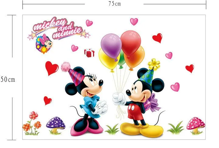 Mickey Mouse Minnie cumpleaños del globo pegatinas de pared mural ... Mickey Mouse Minnie cumpleaños del globo pegatinas de pared mural ...