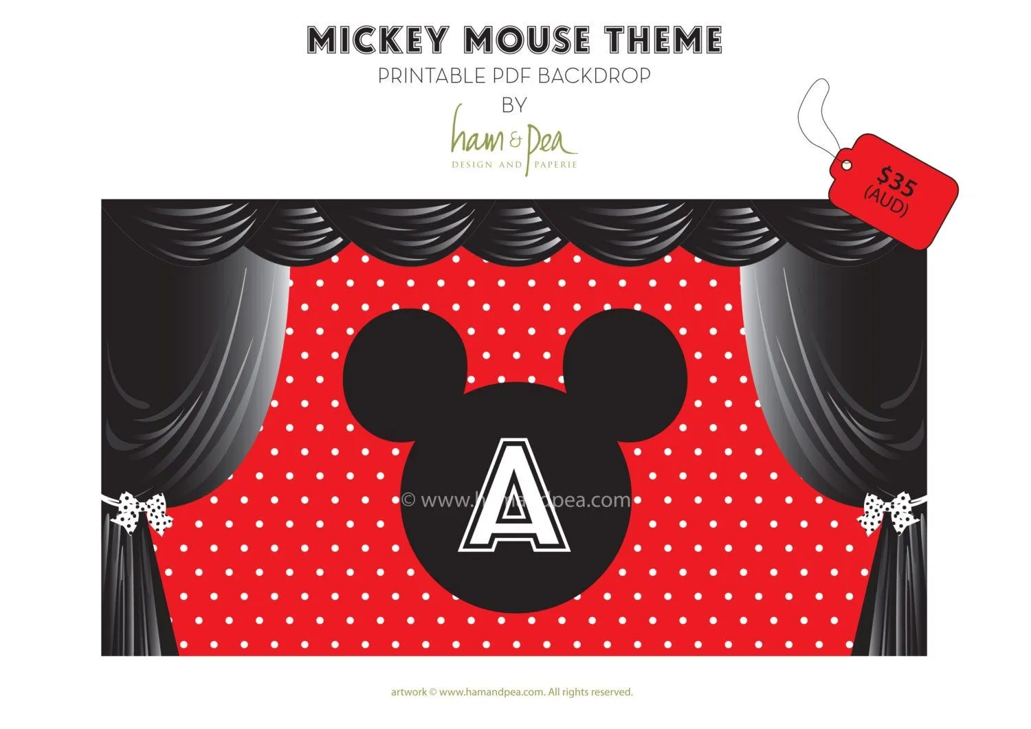 Mickey Mouse Theme backdrop printable file by hamandpea on Etsy Mickey Mouse Theme backdrop printable file by hamandpea on Etsy