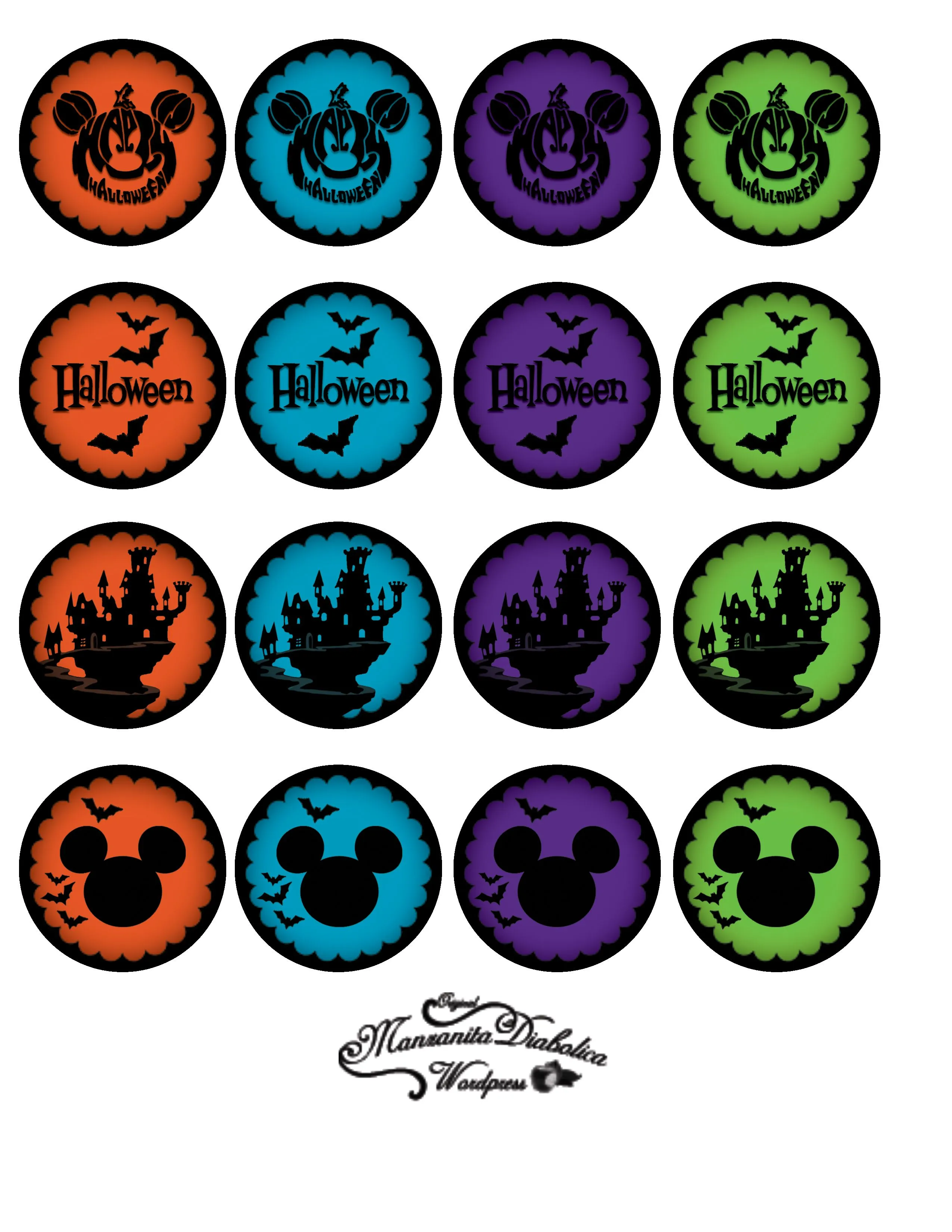 mickey mouse toppers para cupcakes de halloween imprimibles ...