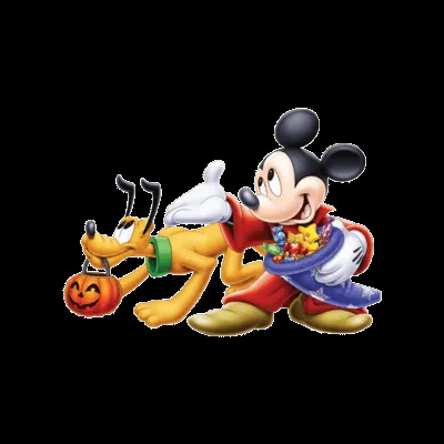 Mickey con pluto repartiendo caramelos