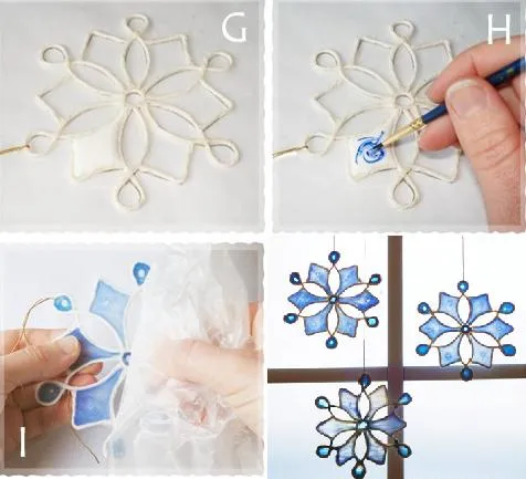 MIL ARTES MUJER: Adornos navideños copos de nieve en falso vitraux ... MIL ARTES MUJER: Adornos navideños copos de nieve en falso vitraux ...