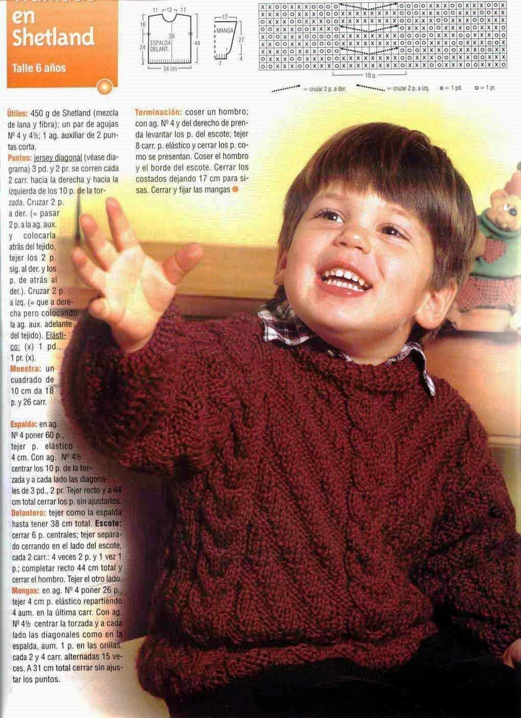 Mil cosas en el Baúl: Pulover Sueter para Niños con trenza y punto ... Mil cosas en el Baúl: Pulover Sueter para Niños con trenza y punto ...