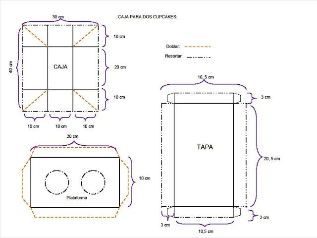 Mil y una cosas: CAJA PARA DOS CUPCAKES