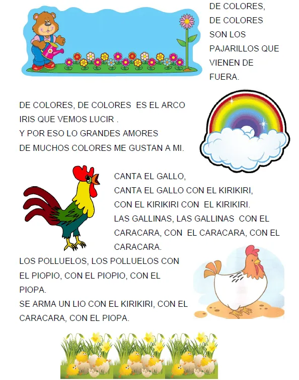 MIL RECURSOS EDUCACIÓN INFANTIL: CANCIÓN "DE COLORES SE VISTE LA ...