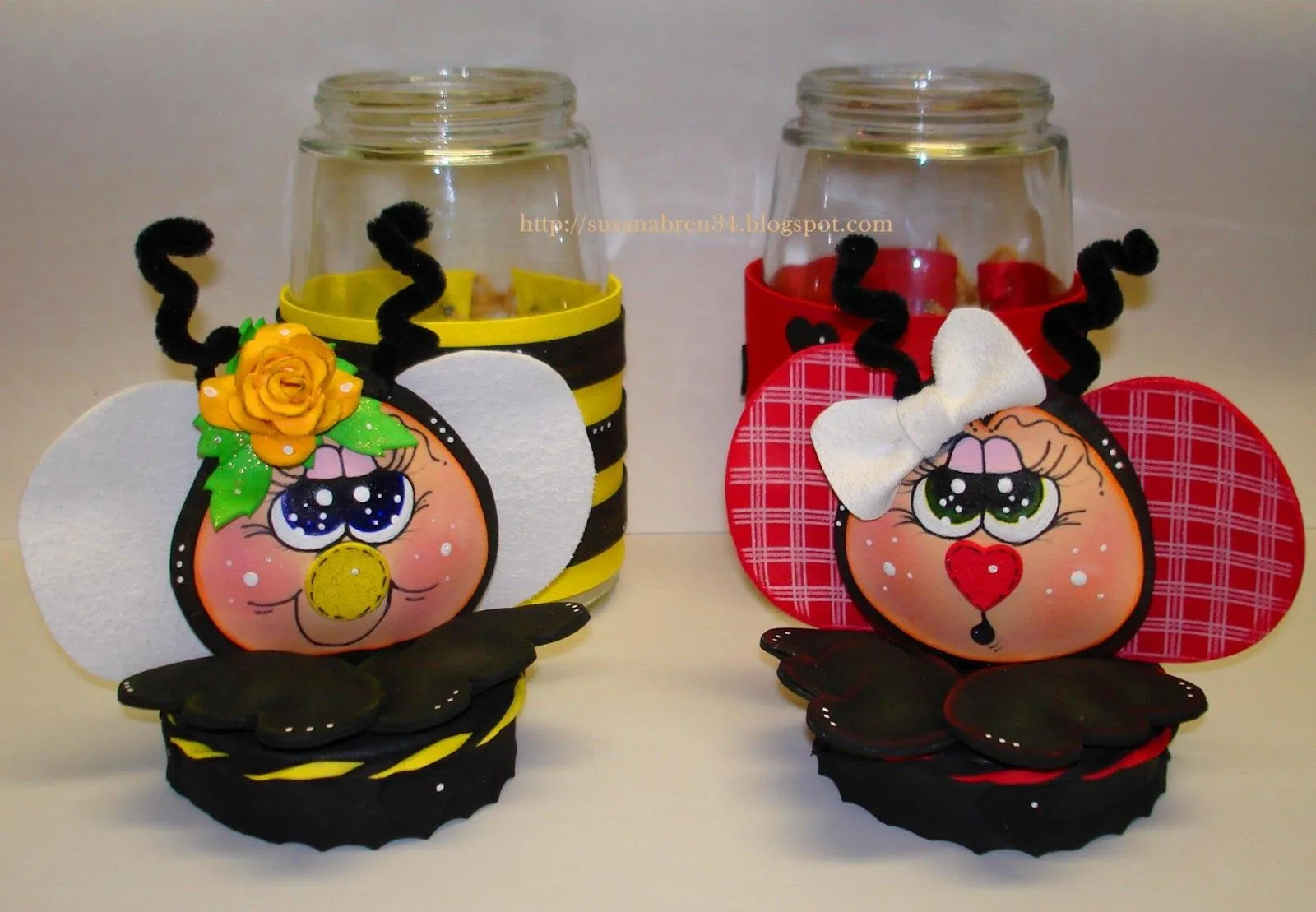 Os Miminhos da Susana...: Potes decorados com eva e chenille Os Miminhos da Susana...: Potes decorados com eva e chenille