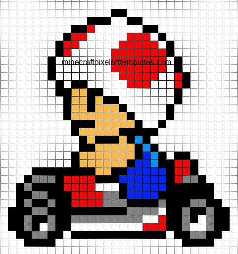 Minecraft Pixel Art Templates: Mario Kart Toad