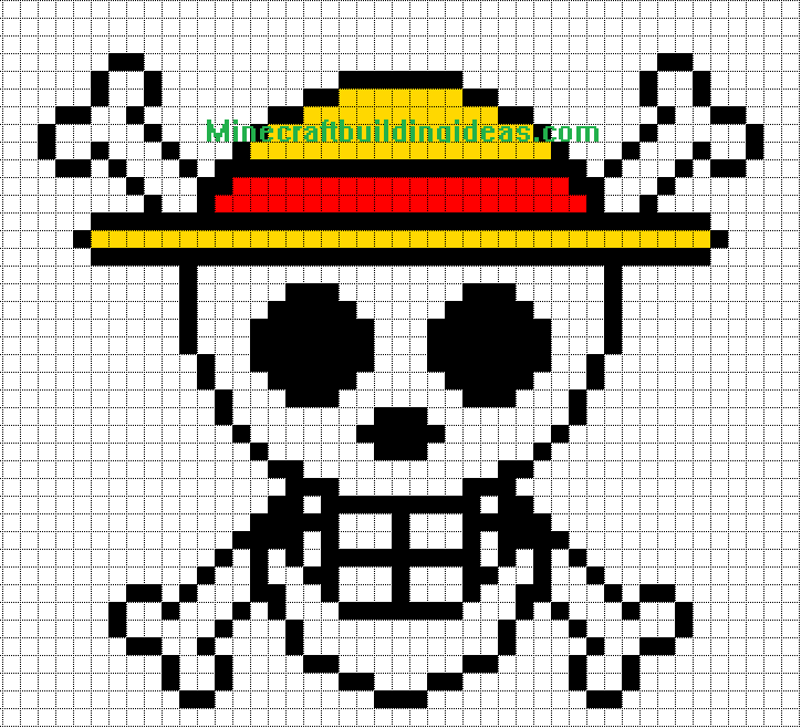 Minecraft Pixel Art Templates: Straw Hat Luffy Minecraft Pixel Art Templates: Straw Hat Luffy