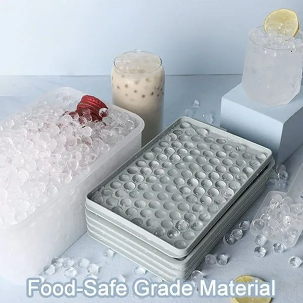 Mini fabricante de cubitos de hielo Juego de bandejas de cubitos de hielo de silicona con caja y cuchara Molde para hacer hielo de 4 capas Reutilizable Moldes para hacer bolas de