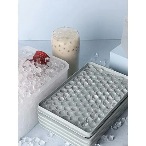 Mini fabricante de cubitos de hielo Juego de bandejas de cubitos de hielo de silicona con caja y cuchara Molde para hacer hielo de 4 capas Reutilizable Moldes para hacer bolas de