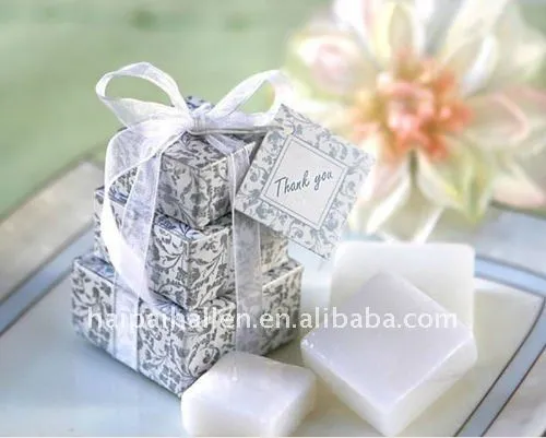 Mini jabón con caja de regalo para el recuerdo de la boda-Flores y ...