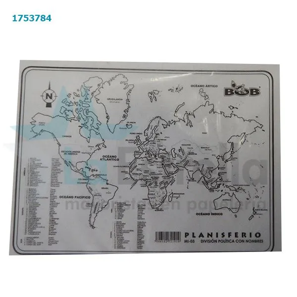 MINI MAPA PLANISFERIO DIV. POLITICA C/NOMBRES M103 | La estrella division Papeleria MINI MAPA PLANISFERIO DIV. POLITICA C/NOMBRES M103 | La estrella division Papeleria