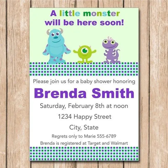 Mini Monsters Inc. Baby Shower Invitation by HeartfeltInvitations