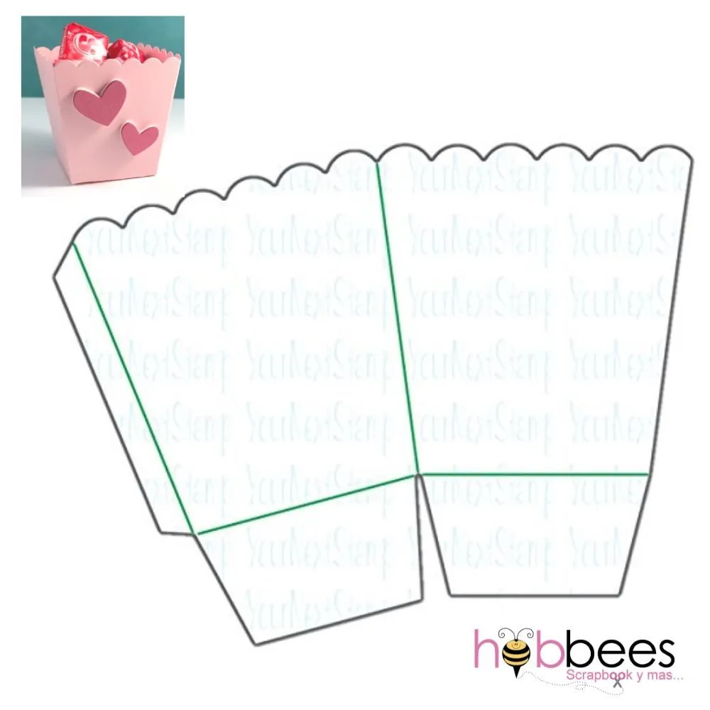 Mini Popcorn Box Die / Suaje de Mini Caja de Palomitas - Hobbees Mini Popcorn Box Die / Suaje de Mini Caja de Palomitas - Hobbees