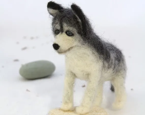 Miniaturas de lana perros huskys husky siberiano por FeltPetsShop