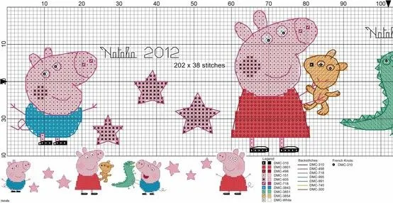 esquemas punto de cruz Peppa Pig | Minibu