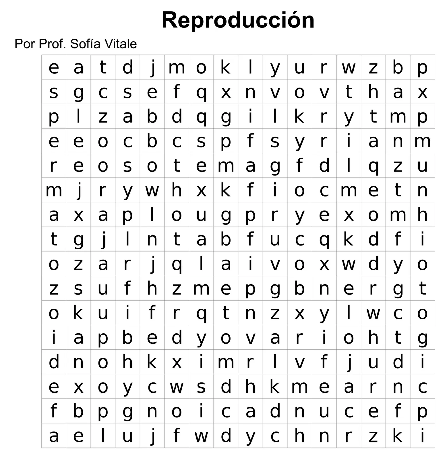 Miniespacio educativo: Sopa de letras sobre Reproducción Miniespacio educativo: Sopa de letras sobre Reproducción