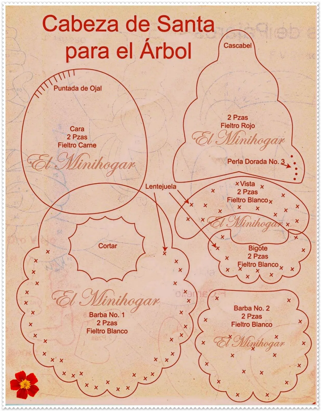 Manualidades: Papá Noel en fieltro para colgar del árbol