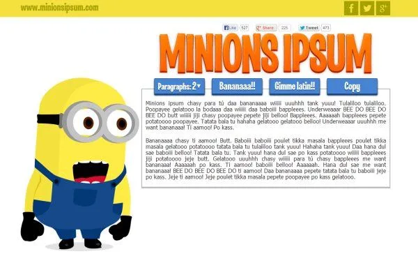 Minions ipsum, generador de texto en el idioma de los minions de ...