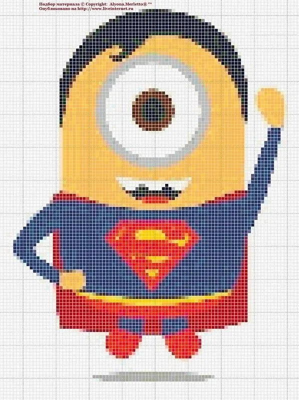 Muchos Minions en punto de cruz con gráficos ~ Solountip.com