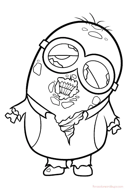 minions Stuart disfrazado de zombie para colorear minions Stuart disfrazado de zombie para colorear