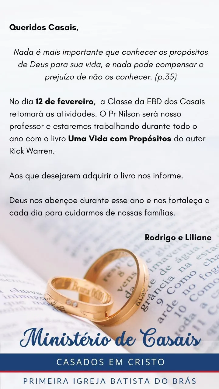 Um casamento com propósitos – Primeira Igreja Batista do Brás Um casamento com propósitos – Primeira Igreja Batista do Brás