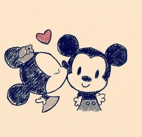 Minnie and mickey mouse kiss heart vintage old fashioned | Random ...