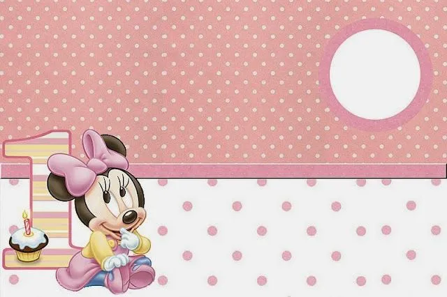 Minnie Primer Año con Lunares: Invitaciones para Imprimir Gratis ...