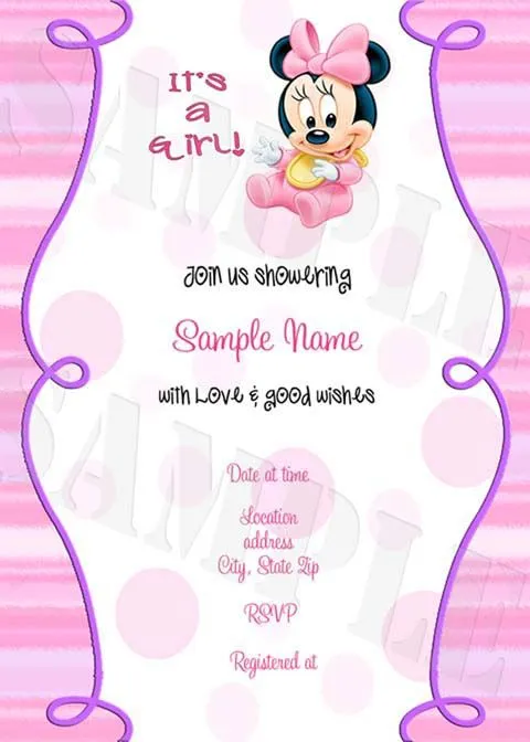 Personalized Photo Invitations | Cmartistry : Minnie Mouse Baby ...