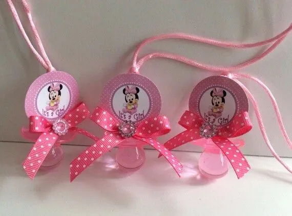 Minnie Mouse baby shower pacifiers Minnie por Marshmallowfavors Minnie Mouse baby shower pacifiers Minnie por Marshmallowfavors
