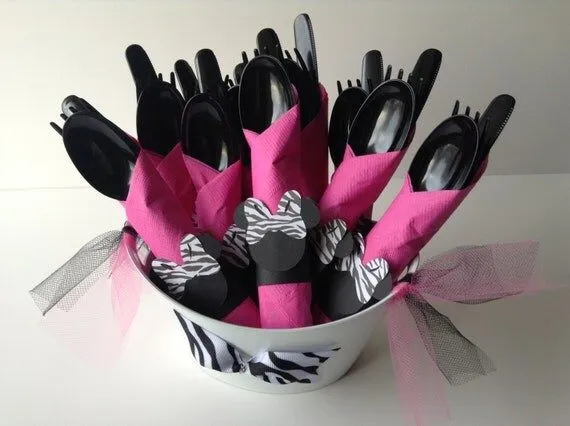 Minnie Mouse Birthday Party Cutlery zebra by AlishaKayDesigns Minnie Mouse Birthday Party Cutlery zebra by AlishaKayDesigns