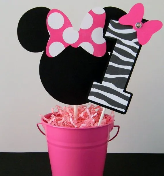 Minnie Mouse Birthday Party Smash Cake Topper - Hot Pink and Zebra ...