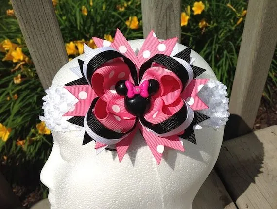 Minnie Mouse Boutique Style Hair Bow Disney Hair Bow by HipBowz