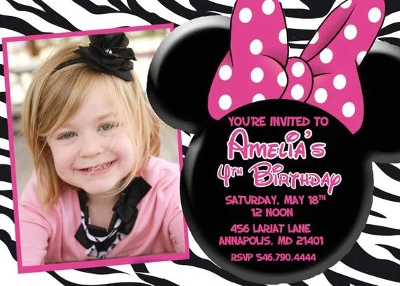 Minnie Mouse cebra invitación fiesta de por PrettyPaperPixels Minnie Mouse cebra invitación fiesta de por PrettyPaperPixels