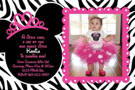 Minnie Mouse cebra Tiara cumpleaños fiesta por HeathersCreations11 Minnie Mouse cebra Tiara cumpleaños fiesta por HeathersCreations11