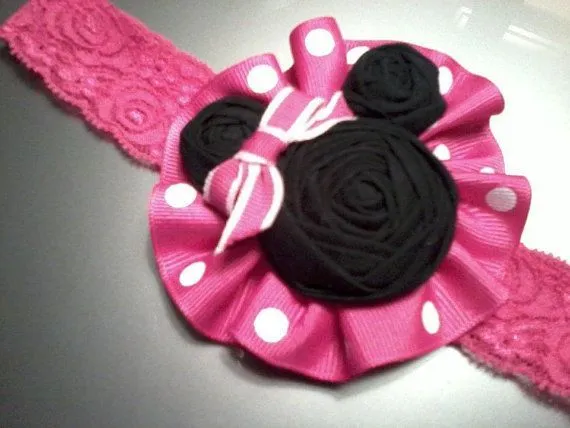 Minnie Mouse Hair Accessory Headband on Ruffle Stretch Lace ... Minnie Mouse Hair Accessory Headband on Ruffle Stretch Lace ...