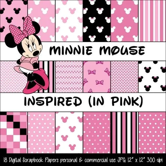 MINNIE MOUSE inspirado Rosa Polka Dot & arco por DigitalFun0113 MINNIE MOUSE inspirado Rosa Polka Dot & arco por DigitalFun0113