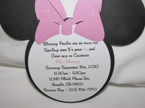Minnie Mouse Invitations for birthday Set of 10 by GaMiBoutique