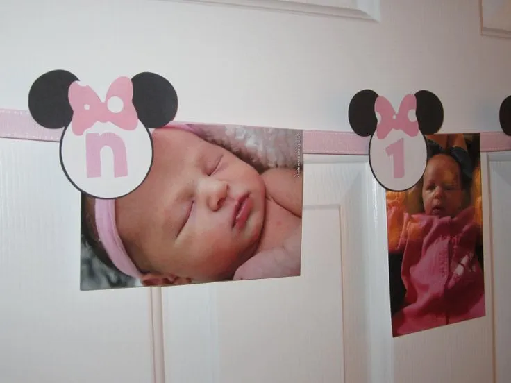 Minnie Mouse Light Baby Pink White Polka Dot First Year Photo Tag ...