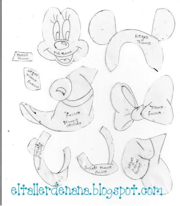 Minnie Mouse – Moldes - Manualidades en Goma Eva y Foami Minnie Mouse – Moldes - Manualidades en Goma Eva y Foami
