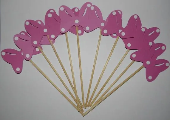 Minnie Mouse moño rosa caliente Cupcake por BeesDieCutDesigns