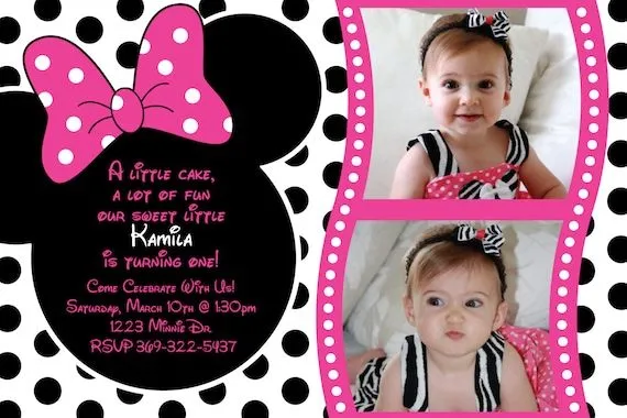 Minnie Mouse Rosa Polka dot invitación por HeathersCreations11