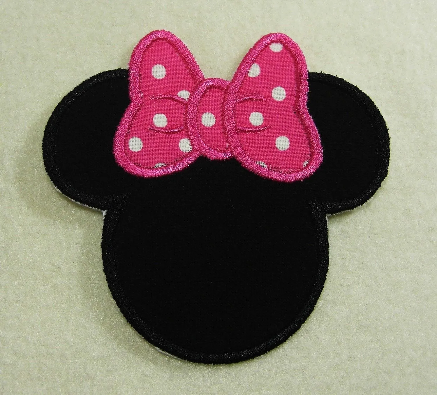 Minnie Mouse Silhouette Fabric Embroidered Iron On or Sew On Applique ... Minnie Mouse Silhouette Fabric Embroidered Iron On or Sew On Applique ...