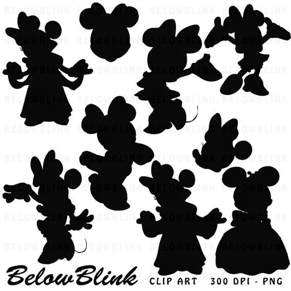 Minnie Mouse Silhouettes Clipart Clip Art Digital by BelowBlink Minnie Mouse Silhouettes Clipart Clip Art Digital by BelowBlink
