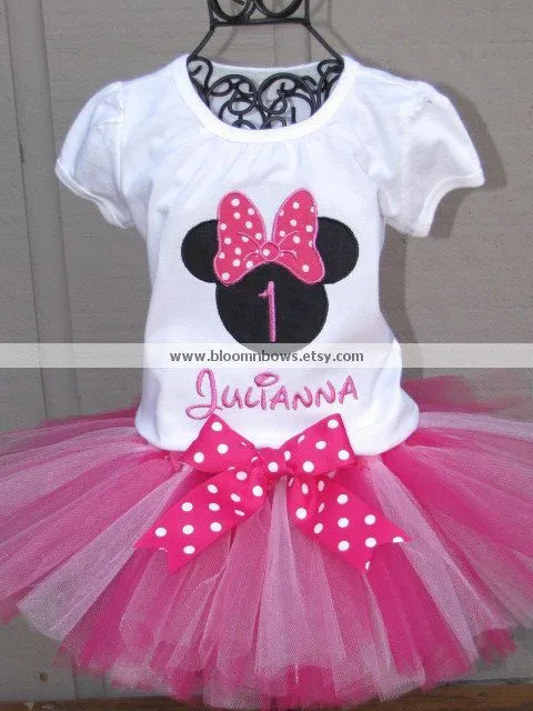Minnie Mouse Tutu Set in Dark Pink and White. Perfect for first ...