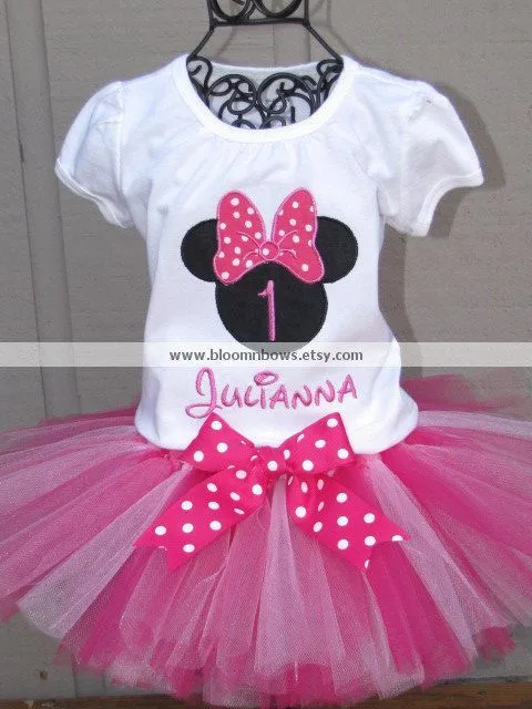 Minnie Mouse Tutu Set in Dark Pink and White. Perfect for first ... Minnie Mouse Tutu Set in Dark Pink and White. Perfect for first ...