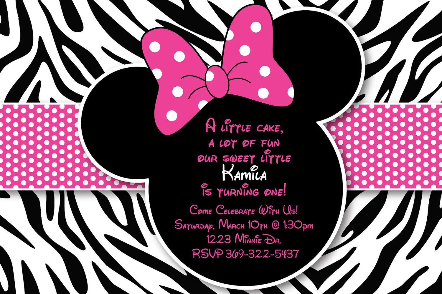 Minnie Mouse Zebra Birthday Party Custom by HeathersCreations11 Minnie Mouse Zebra Birthday Party Custom by HeathersCreations11