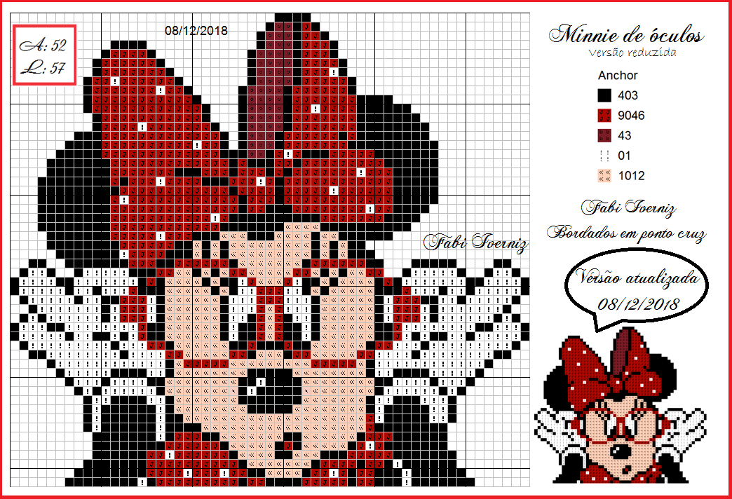 Minnie de óculos 52 altura - versão 08/12/2018 | Ponto cruz da disney, Ponto cruz minie, Bordado ponto cruz infantil Minnie de óculos 52 altura - versão 08/12/2018 | Ponto cruz da disney, Ponto cruz minie, Bordado ponto cruz infantil