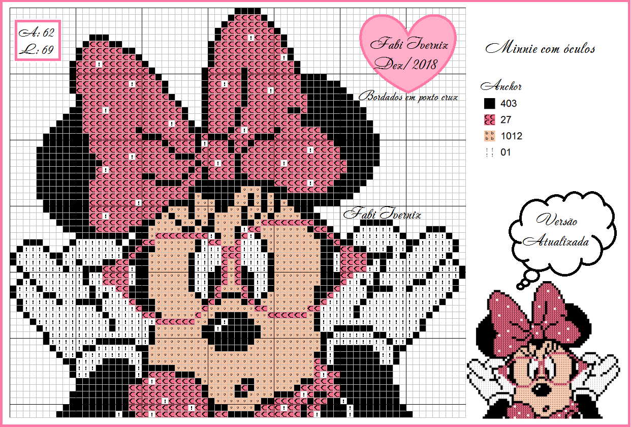 Minnie de óculos ponto cruz | Ponto cruz da disney, Ponto cruz minnie, Ponto cruz minie Minnie de óculos ponto cruz | Ponto cruz da disney, Ponto cruz minnie, Ponto cruz minie