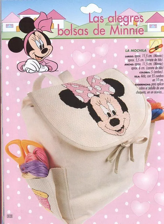 patrones punto de cruz minnie | Aprender manualidades es ...